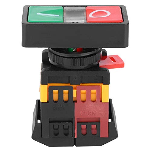 Schalter mit doppeltem Druckknopfschalter, AS-22/25N, mit Momentane-Taste, Ein-/Aus-Schalter, LED-Licht, 73 x 55 x 28 mm, 24 V/220 V/380 V (220 V) von Walfront