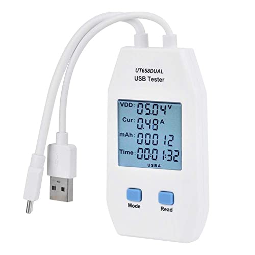 USB Tester, LCD USB C Tester Detektor Voltmeter Amperemeter Digital Power Capacity USB Tester Meter(UT658 Dual) von Walfront