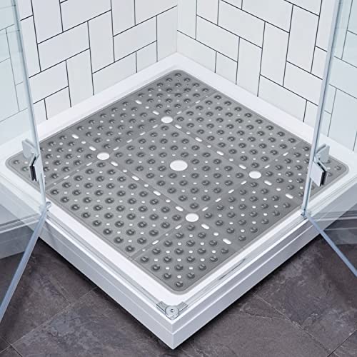 Walant Duschmatte rutschfest,69x69 cm Badewannenmatte mit Saugnäpfen,BPA-frei PVC Bath Mat, Schimmelresistent,Maschinenwaschbar badematte rutschfest (69 x 69 cm, Transparent Grau) von Walant