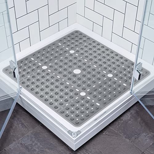 Walant Duschmatte rutschfest 69x69 cm,Duschmatte mit saugnäpfen,PVC Antirutschmatte Dusche Schimmelresistent BPA-frei, Duscheinlage Maschinenwaschbar badematte (Transparent Grau, 69 * 69cm) von Walant