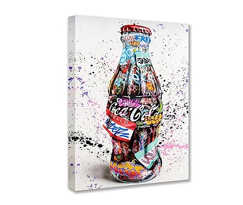 Banksy Graffiti-Dekor, klassische Straßenkunst-Gemälde, Cola-Flasche Wandkunst, Bilder, buntes Gekritzel-Kunstwerk, 1 Stück, Schlafzimmer, nordische Heimdekoration, gerahmt fertig zum Aufhängen Poster von Walarky