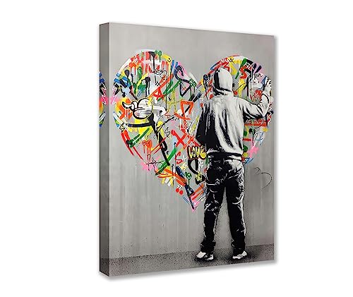 Banksy Street Art Decor Classic Graffiti Bilder Love Word Pop Gemälde Kunstwerk 1 Paneele Leinwand Wandkunst Wohnzimmer Home Modern Decor Gerahmt Giclée-fertig zum Aufhängen Geschenk (40cm x 60cm) von Walarky