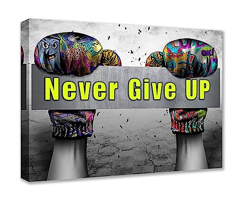 Banksy Street Art Graffiti Hand Handschuhe Bilder Never Give Up Zitate Gemälde Kunstwerk für Wohnzimmer Geschenk 1 Stück Leinwand Wandkunst Nordische Wohnkultur fertig zum Aufhängen Poster und Drucke von Walarky