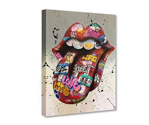 Banksy Street Art Graffiti-Zungenbilder, Lippen-Gemälde, lustiges Kunstwerk für Wohnzimmer, Geschenk, 1 Stück, Leinwandkunst, nordische Heimdekoration, gerahmt, fertig zum Aufhängen, Poster und Drucke Banksy Street Art Graffiti-Zungenbilder, Lippen-Gemälde, lustiges Kunstwerk für Wohnzimmer, Geschenk, 1 Stück, Leinwandkunst, nordische Heimdekoration, gerahmt, fertig zum Aufhängen, Poster und Drucke von Walarky