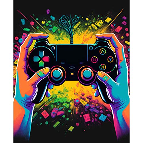 DIY Paint by Number Cool Gamer Canvas Oil Painting Kit for Kids&Adults 16x20 Oil Painting on Canvas Watercolor Gamers Game Picture Number Painting DIY Craft Kits for Home Bedroom Decoration (Framed) von Walarky