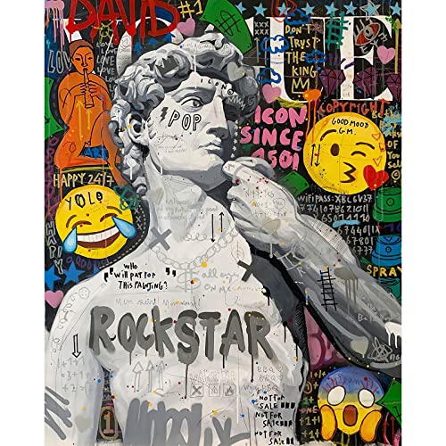 Funny Graffiti Paint by Number for Adults Street Pop Art DIY Oil Painting Kits on Canvas with Brushes and Acrylic Pigment Creative Abstract Picture for Home Wall Decor 16x20inch (Frameless) von Walarky