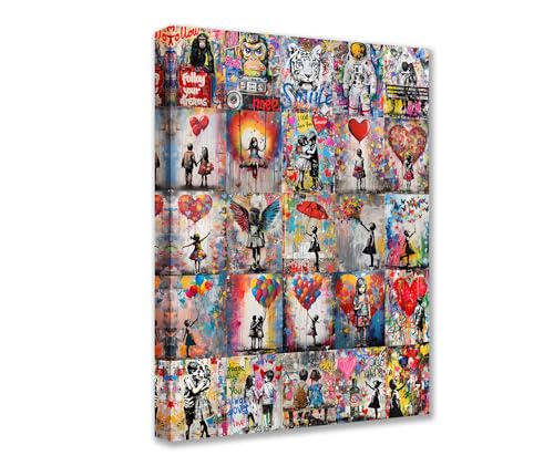 Graffiti-Poster, 1 Stück, Banksy-Ballon-Mädchen, auf Leinwand, Wandkunst, moderne Bilder, Kunstwerk für Wohnzimmer, Schlafzimmer, Badezimmer, Heimdekoration, gerahmt, Galerieverpackung, einfach fertig Graffiti-Poster, 1 Stück, Banksy-Ballon-Mädchen, auf Leinwand, Wandkunst, moderne Bilder, Kunstwerk für Wohnzimmer, Schlafzimmer, Badezimmer, Heimdekoration, gerahmt, Galerieverpackung, einfach fertig von Walarky