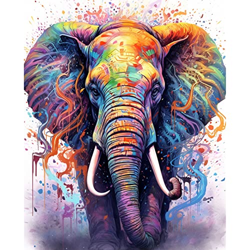 Malen nach Zahlen für Anfänger Bunte Elefant Ölgemälde Kits auf Leinwand Einfach zu malen Kunstwerk mit Pinseln Acryl Pigment Digital Malerei für Home Wall Decor 40,6 x 50,8 cm (rahmenlos) von Walarky