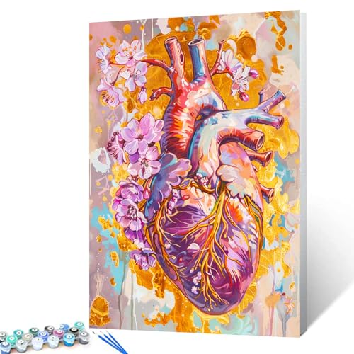 Malen nach Zahlen für Erwachsene auf Leinwand, menschliches Organ, Blutgefäß, Malset für Anfänger, Acrylpigment-Kunst-Kits, DIY-Ölgemälde-Kits, Geschenk, Wanddekoration, 40,6 x 50,8 cm, rahmenlos von Walarky