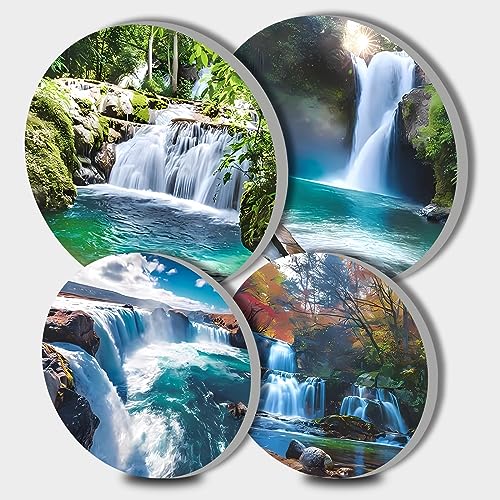Natural Scenery Picture Round Hob Covers Waterfall 4-Piece Stove Plate Cooker Hob Covers for Cookers Top Burner Gas Range Protector Cookware Accessories Cooktop Farmhouse Decor von Walarky