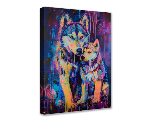 Poster, Motiv: Hund schützt ihr Baby, 1 Stück, Tier-Graffiti, Wandkunst, Neon, moderne Bilder, Kunstwerk für Wohnzimmer, Badezimmer, Heimdekoration, gerahmt, Galerie, fertig zum Aufhängen Poster, Motiv: Hund schützt ihr Baby, 1 Stück, Tier-Graffiti, Wandkunst, Neon, moderne Bilder, Kunstwerk für Wohnzimmer, Badezimmer, Heimdekoration, gerahmt, Galerie, fertig zum Aufhängen von Walarky