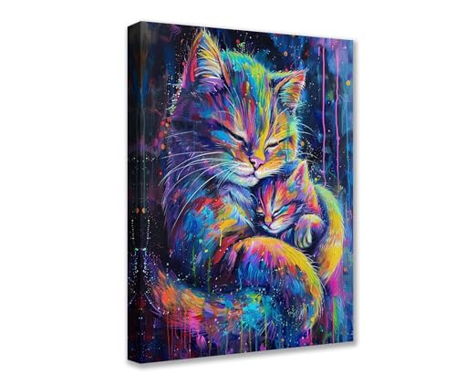 Poster Prints Katze, die ihr Baby schützt, 1 Stück, Tier-Graffiti, Wandkunst, Neon, moderne Bilder, Kunstwerk für Wohnzimmer, Badezimmer, Heimdekoration, gerahmt, Galerie, fertig zum Aufhängen Poster Prints Katze, die ihr Baby schützt, 1 Stück, Tier-Graffiti, Wandkunst, Neon, moderne Bilder, Kunstwerk für Wohnzimmer, Badezimmer, Heimdekoration, gerahmt, Galerie, fertig zum Aufhängen von Walarky