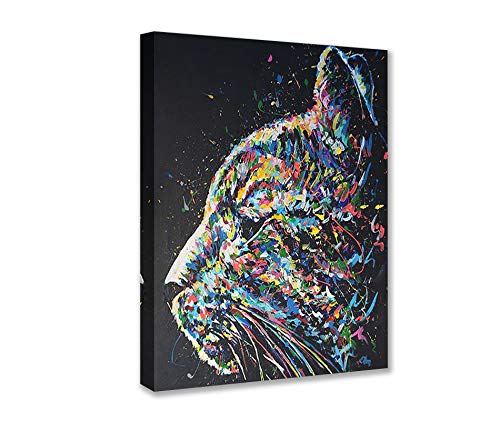 Walarky Banksy Straßenkunst-Dekoration, abstrakte Graffiti-Bilder, Tigar und Katze, hohlender Wolf, Kunstwerk, 1 Panel-Drucke, Leinwand-Kunst, Wohnzimmer, Heim, Dekoration, gerahmt, fertig, 16×24inch von Walarky