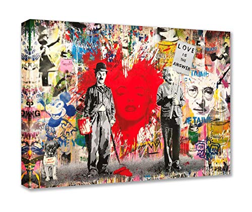 Walarky Charlie Caplin and Pictures Banksy Leinwand, moderne Wohnkultur für Wohnzimmer, 61 x 89 cm von Walarky