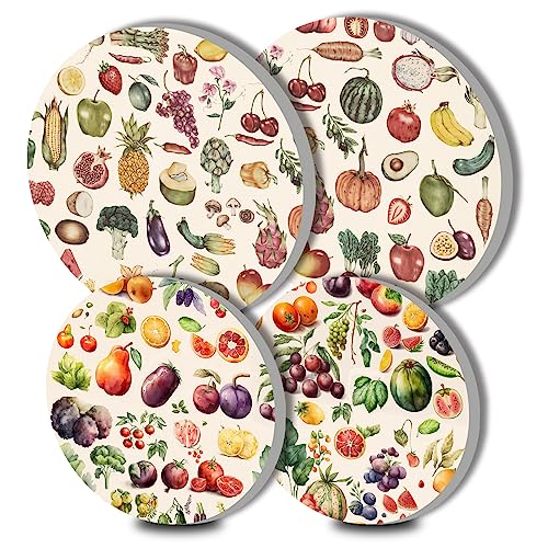 Walarky Fruit Collection Art Hob Covers Vegetable Types Pattern Round Stove Burner Mushroom Set of 4 Stove Plate Cooker Hob Covers for Cookers Top Burner Protector Cookware Accessories Kitchen Decor von Walarky