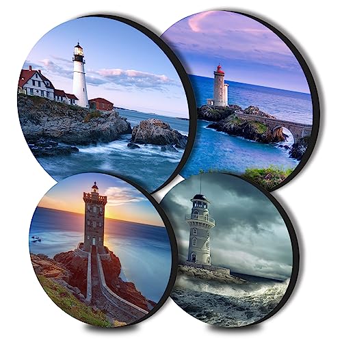 Lighthouse Art Herdabdeckplatten Meereslandschaft Muster Runde Herdbrenner Stürmische Meereslandschaft Kunst Set von 4 Herdplatte Herd Herd Abdeckplatten für Elektroherde Top Brenner Gasherd Backofen von Walarky