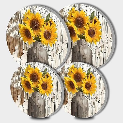 Walarky Sunflower Picture Round Hob Covers 4-Piece Stove Plate Cooker Hob Covers for Cookers Top Burner Gas Range Protector Cookware Accessories Cooktop Farmhouse Decor von Walarky