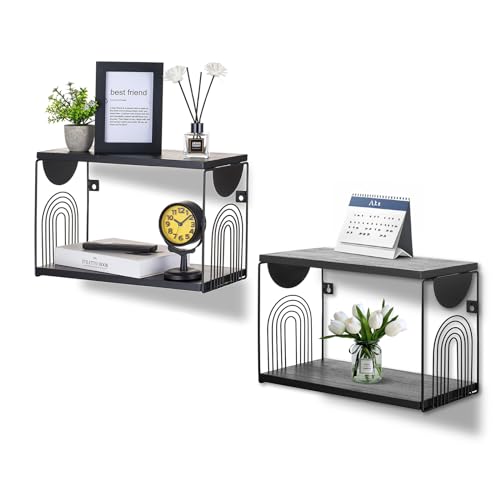 Walasis Nachttisch Hängend Nachtschrank Wandmontage: Nachtkästchen SchwebendWandregal Holz Schweberegal Regal Wand Klein (Schwarz 2er) von Walasis