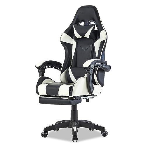 Gaming Stuhl bürostuhl ergonomisch Office Chair bürostühle Gaming Chair Rückenlehne Sitzhöhe verstellbar Drehstuhl Racing Office Computer Ergonomic Video Game Chair (Weiß) von Walden Sports