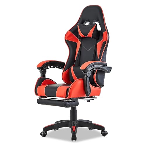 Walden Gaming Stuhl ergonomisch Office Chair bürostühle Gaming Chair Rückenlehne Sitzhöhe verstellbar Drehstuhl Racing Office Computer Ergonomic Video Game Chair (ROT) von Walden Sports