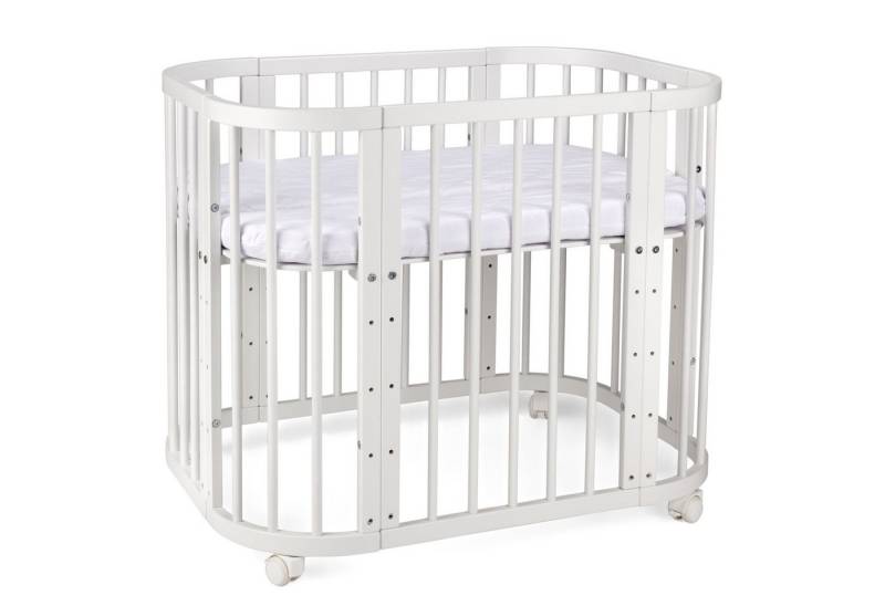Waldin Babybett Babybett, Beistellbett aus Holz, 5in1 mit Matratze, Belüftet von Waldin