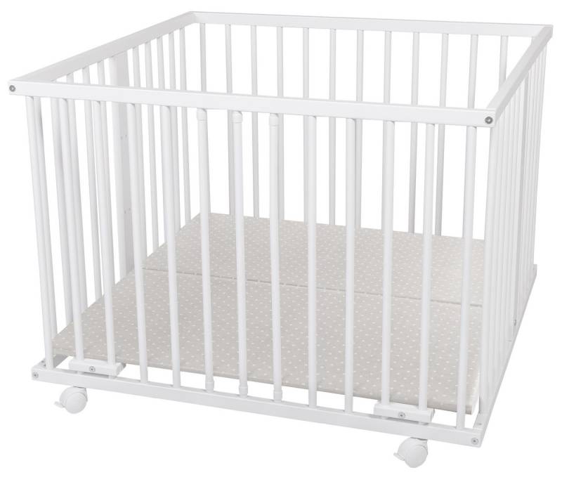 Waldin Laufstall Waldin Baby Laufgitter ca. 100x100 BUCHE MASSIV, höhen-verstellbar von Waldin