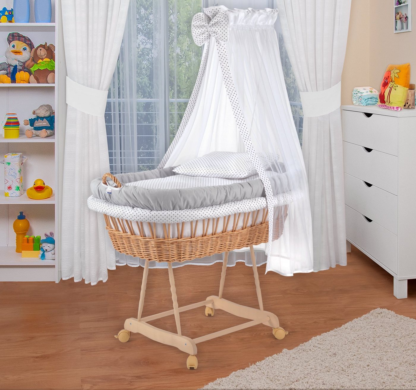 Waldin Stubenwagen Baby Stubenwagen-Set mit Ausstattung,XXL von Waldin