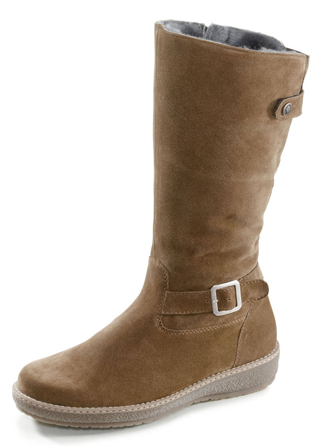 Waldläufer, gefütterte Damen-Stiefel, Winterschuhe, Weite H, mit Lammfell, Schuhgröße 5, Cognac von Waldläufer