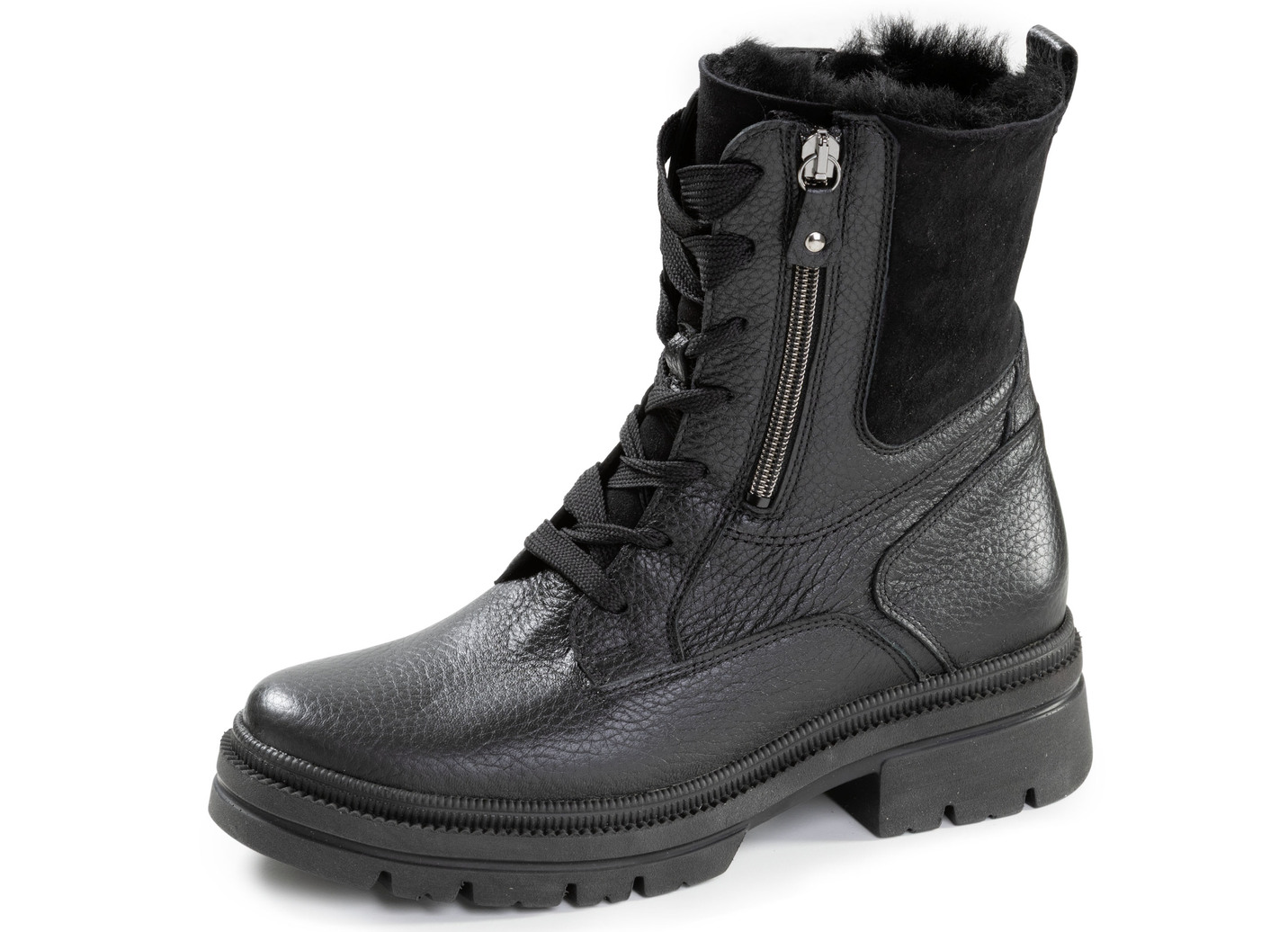 Waldläufer, gefütterte Damen-Stiefeletten, Winterschuhe, Weite H, mit Lammfell, Schuhgröße 7, Schwarz von Waldläufer