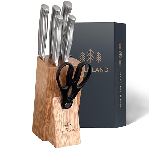 WALDLAND Premium Messerblock mit Messer – 7 teiliges Messerset I Messerblock mit Küchenmesser Set und integriertem Messerschärfer I robustes Eichenholz I Messer Set I Knife Set WALDLAND Premium Messerblock mit Messer – 7 teiliges Messerset I Messerblock mit Küchenmesser Set und integriertem Messerschärfer I robustes Eichenholz I Messer Set I Knife Set von Waldland