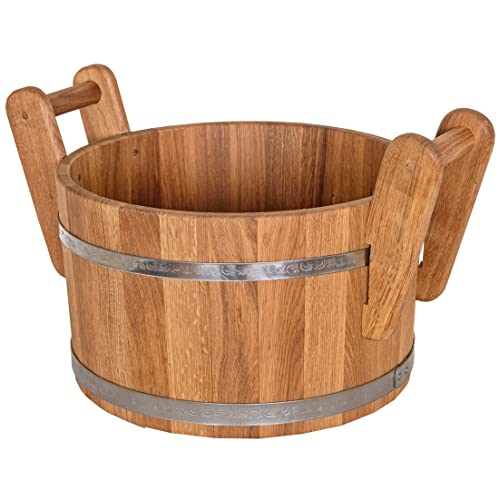 Waldmeister Bonpos Aufgusskübel 23 Liter Sauna Eimer Holz Eiche Pflanzkübel D 43cm Garten Terrasse von Waldmeister