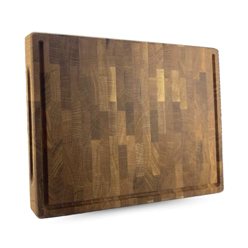 Waldmeister Schneidebrett - Eichen Hackblock - Holzbrett groß - Tranchierbrett mit Saftrille - Küchenbrett klingenschonend - (50x35cm) von Waldmeister