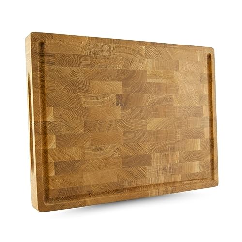 Waldmeister XXXL Schneidebrett aus Eiche | Tranchierbrett mit Saftrille | klingenschonendes Küchenbrett | 60 * 40 * 4 cm | Hochwertig und in Handarbeit gefertigt von Waldmeister