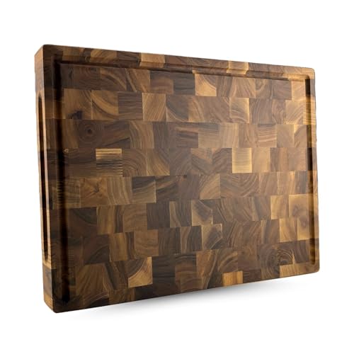 XXL Waldmeister Schneidebrett - Walnuss Hackblock - Holzbrett groß - Tranchierbrett mit Saftrille - Küchenbrett klingenschonend - (50x35cm) von Waldmeister
