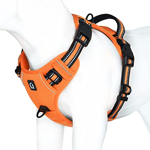 Hundegeschirr No-Pull für Kleine, Große und Mittelgroße Hunde - Weich, Atmungsaktiv, Einstellbar, Reflektierend mit Gepolstertem Griff - Anti-Zug Brustgeschirr von Waldseemüller
