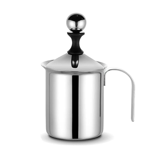 Manuelle Milchaufschäumer 800ml | Waldspring Double Mesh | Manuelle Milchaufschäumer Edelstahl | Manual Milk Frother | BPA-frei | Spülmaschinenfest von Waldspring