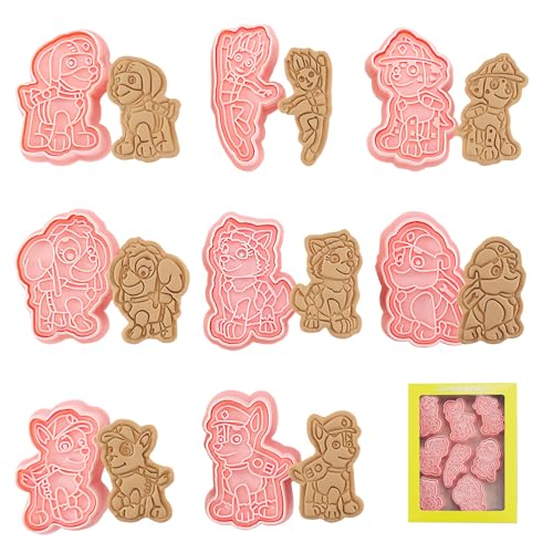 Waldspring Paw Dog Patrol Keksausstecher Kinder 8 Stück, Paw Dog Patrol Fondant Ausstecher, Pow Plätzchenausstecher Kinder, Sandwich Ausstecher Kinder, Keksausstecher Kinder Mit Diy, Tortendeko von Waldspring
