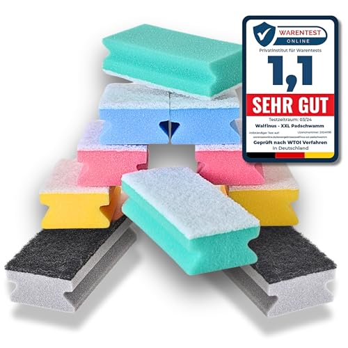 Walfinus Premium XXL 10 er-Set Kratzfreie Spülschwamm, Putzschwamm, Reinigungsschwamm, Küchenschwamm, zweiseitige, Scheuerschwamm, 2X Topfreiniger grau, waschbar-60 Grad 15x7x4cm wiederverwendbar von Walfinus