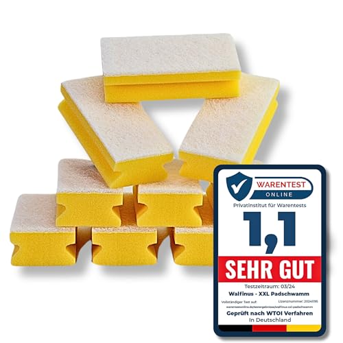 XXL Sponge & Perfect 10er-Set Profi Kratzfreie beidseitiger Spülschwamm, Putzschwämme, Reinigungsschwamm, Küchenschwamm waschbar -60 Grad 15x7x4cm (Gelb) von Walfinus