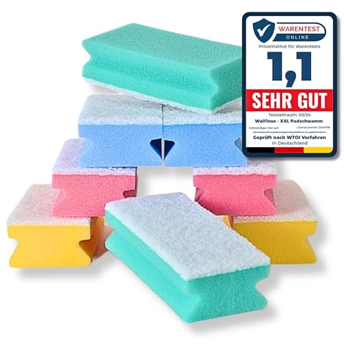 XXL Sponge & Perfect 8er-Set Profi Kratzfreie beidseitiger Spülschwamm, Putzschwämme, Reinigungsschwamm, Küchenschwamm waschbar -60 Grad 15x7x4cm (Mix) von Walfinus