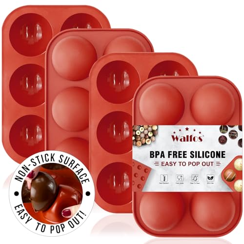 Walfos Bonbon- & Schokoladenformen 4 Stück, Silikonform mit 6 Hohlräumen Schokolade Kugelform,Backform zur Herstellung von Schokolade, Kuchen, Gelee, Dome-Mousse von Walfos