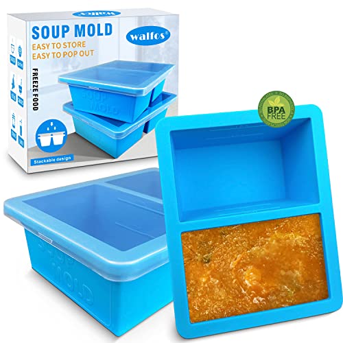Walfos Extra großes Silikon-Gefrierblech mit Deckel, 1 Tasse, Gefrierschrank, Tablett für Suppe, Silikon, Suppe, Behälter zum Aufbewahren und Einfrieren von Suppe, Brühe, Sauce und Eis, 2 Stück Walfos Extra großes Silikon-Gefrierblech mit Deckel, 1 Tasse, Gefrierschrank, Tablett für Suppe, Silikon, Suppe, Behälter zum Aufbewahren und Einfrieren von Suppe, Brühe, Sauce und Eis, 2 Stück von Walfos