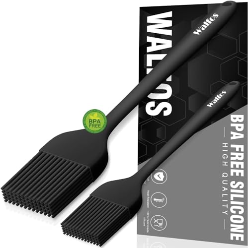Walfos Silikon Backpinsel, 2er Set (21+25.5cm), hitzebeständiger Silikon Backpinsel Küchenpinsel zum Kochen BBQ Grillen, Silikonpinsel in Lebensmittelqualität und BPA frei von Walfos