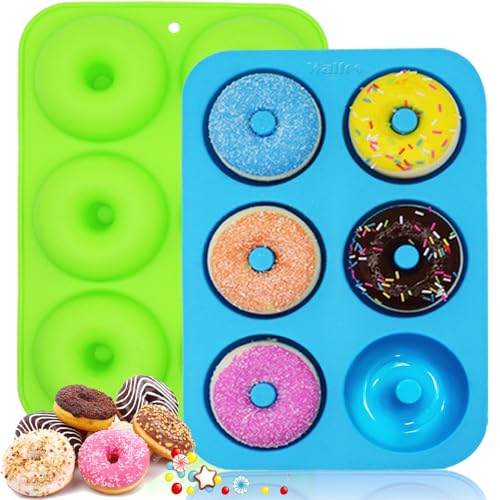 Walfos Silikon-Donut-Form – Antihaft-Silikon-Donut-Pfannen-Set, einfach herausspringen. Hitzebeständig, perfekt für Donut-Kuchen, Kekse, Bagels, BPA-frei und spülmaschinenfest, 2 Stück von Walfos