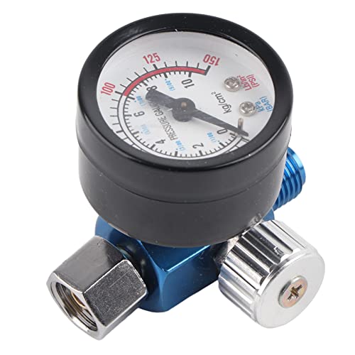 Druckluftregler Manometer, 1/4 Zoll Luftdruckregler Manometer für Spritzlackierpistole, einstellbarer Bereich 0-10BAR Druckregler mit Manometer (0-150PSI) von Walfront