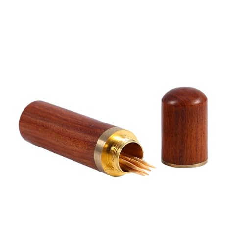 1 Stück Premium Tragbare Delicate Holz Zahnstocher Halter Chinesischen stil Dekorative Tasche Zahnstocher Box Kleine Phantasie Kapsel Container für Überleben Pillen und Mehr(Palisander) von Walfront