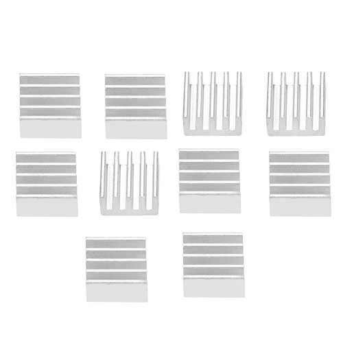10 Stücke Aluminium Chip Kühlkörper, Schnelle Kühlkörper Selbstklebend, Kühlkörpermodul Kühler Für 3D Drucker A4988 Mit Wärmeleitkleber, Silber von Walfront