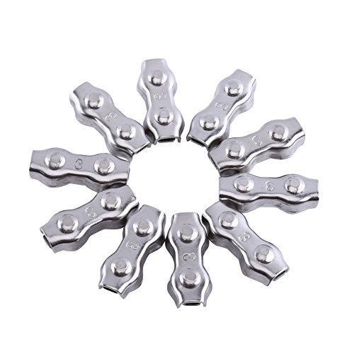 10 Stück M3 Duplex-Drahtseilklemmen Edelstahl-Drahtseil-Duplexklemmen Kabelklemmen Duplex 2-Pfosten-Kabelklemme von Walfront