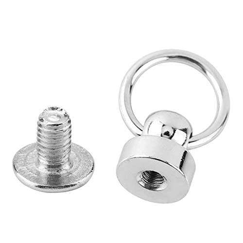 10 Stücke Niet Stud mit Ring, Silber Messing Rundkopf Screwback Button Studs Screw Kit für Kunst und Leder Handwerk DIY von Walfront
