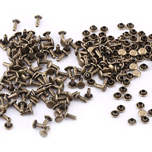 100 Satz Doppel Niet Für Leder Handwerk Reparaturen Dekoration, Doppel Rivet Rohr Metallbolzen Kit 6 × 8mm für DIY, Tasche, Schuhe Reparaturen(Bronze) von Walfront